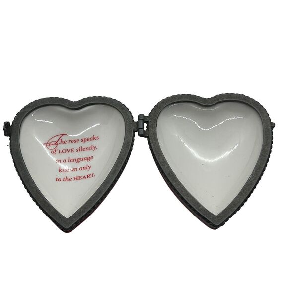 Hallmark Heart Trinket Box Porcelain Rose Painted Detail Retro Valentine Love - Picture 8 of 16